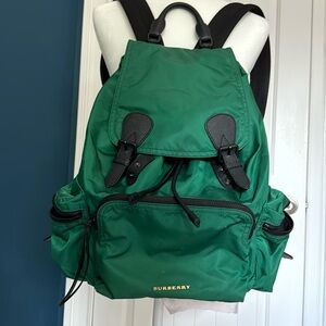 Burberry emerald green nylon backpack
